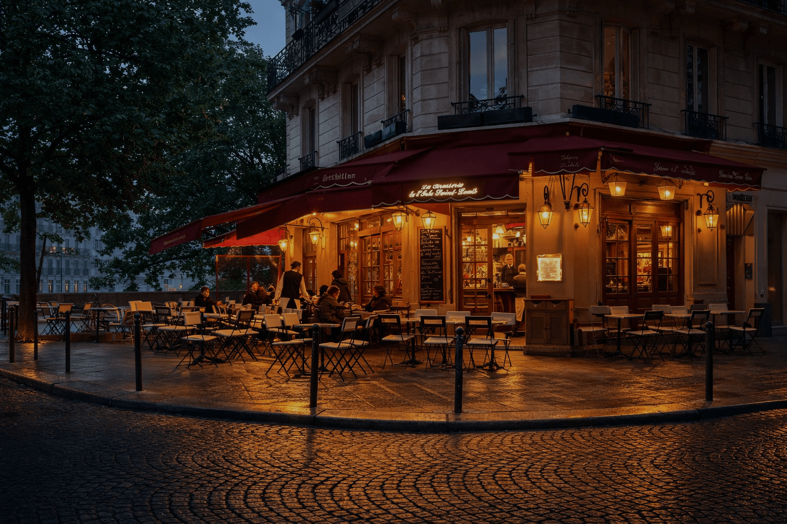 Cinematic image outside of the restaurant